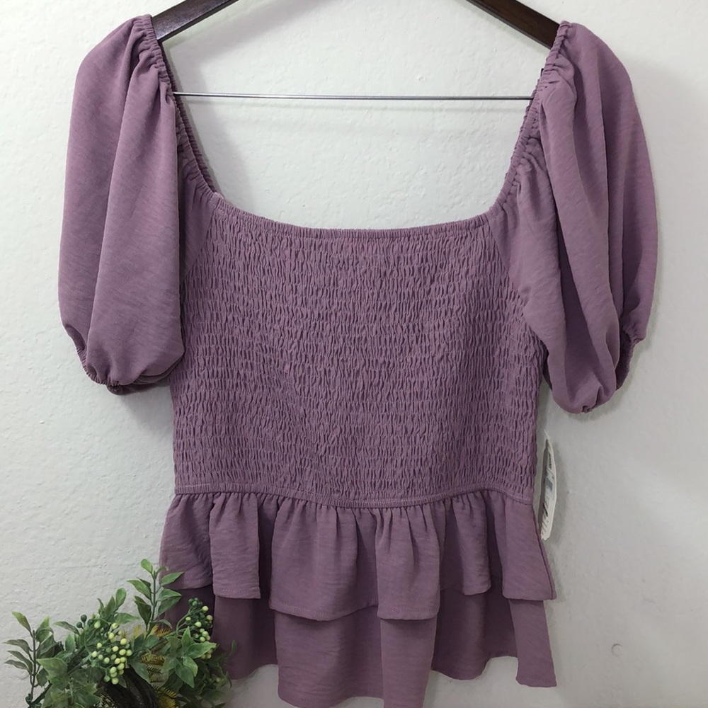 Altar’D State Purple Ruffle Top